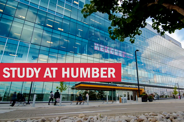 exterior shot of the Humber Learning Resource Commons - Welcome International Students Video