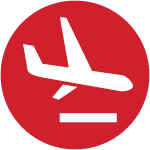 airplane icon in red circle